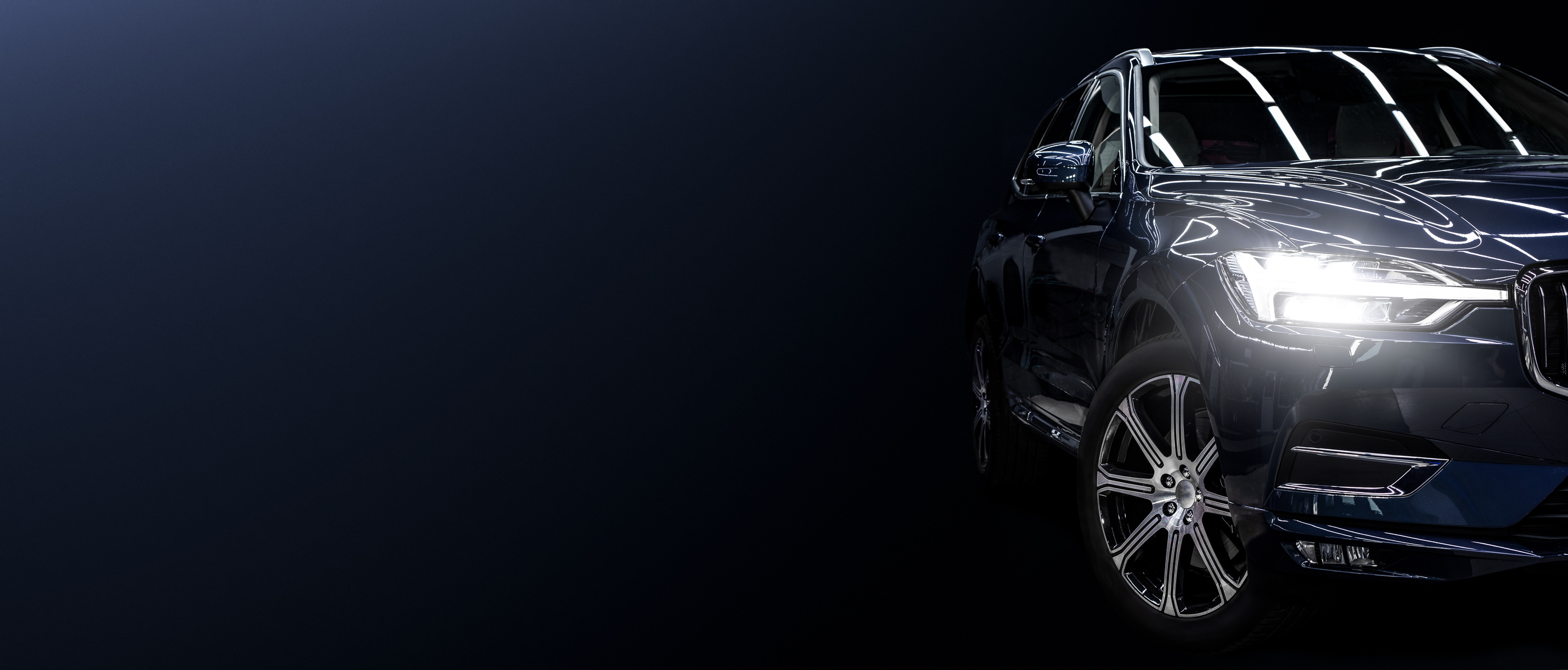 Modern Black Car on Black Background